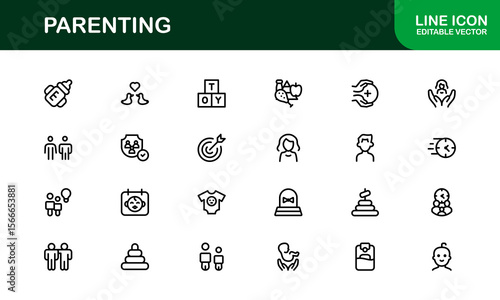 Parenting Modern Line Icon Set with Minimal Style and Unique Designs, Professional Quality for Diverse Creative Projects and Premium Visual Appeal