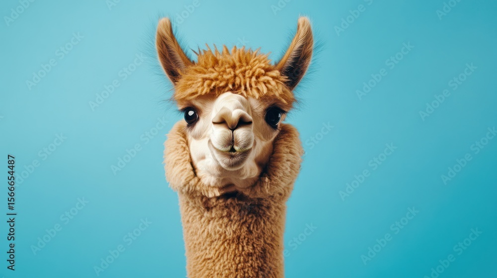 Obraz premium Close-up portrait of a fluffy alpaca