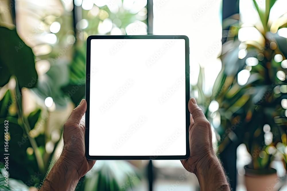 Detailed Picture of Hands Holding Tablet with Defocused Background Detailed Picture of Hands Holding Tablet with Defocused Background