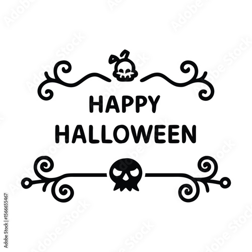 happy Halloween text and banner design and elements design  or ribbon set vector and illustration