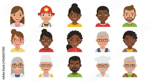 Illustration showing a diverse group of people in various professions and different ethnicities