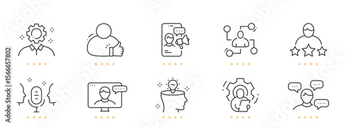 Influencer, blogger line icons. Editable stroke