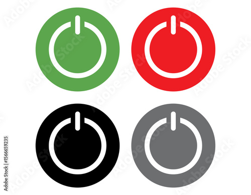 green and red power on off buttons set of icon vector symbol