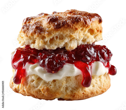 Delicious scone with jam and cream kitchen food bright