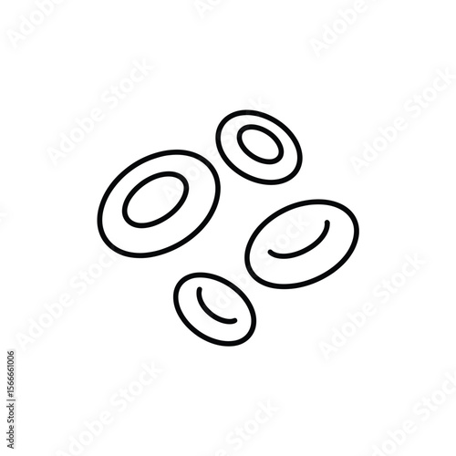 Simple black outline drawing of red blood cells on a white background
