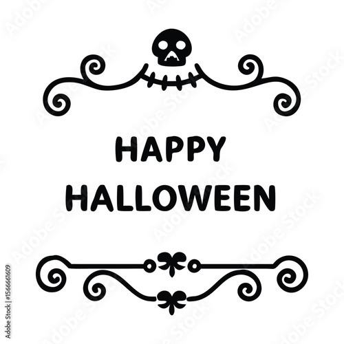 Halloween black and white icons set