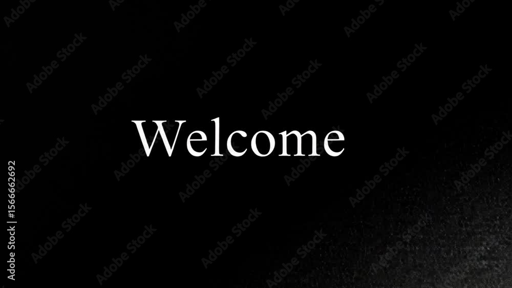 Welcome Text Reveal with Dynamic Particle Effect on Black Background. Welcome Text Reveal with Dynamic Particle Effect on Black Background.