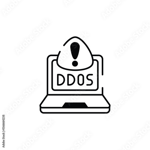 Ddos Alert icon design with white background stock illustration