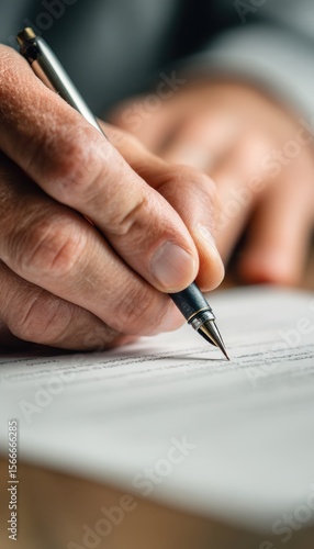 Wallpaper Mural Close-up of a hand carefully signing a document with a fountain pen, showcasing meticulous detail and focused concentration. Torontodigital.ca
