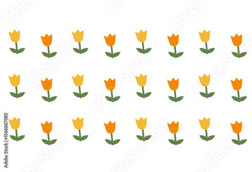 Tulips in Rows Illustration