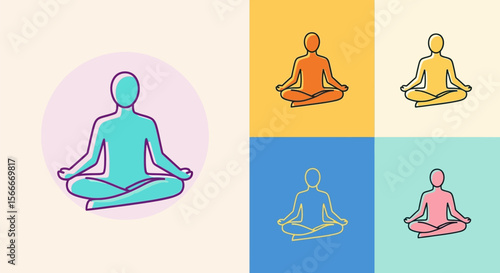 Meditation poses vector art yoga asanas zen mindful practice spiritual health