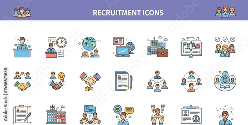 Recruitment process icons set vector illustration for human resources job