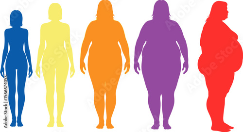 Understanding body shapes and sizes female silhouettes in different colors