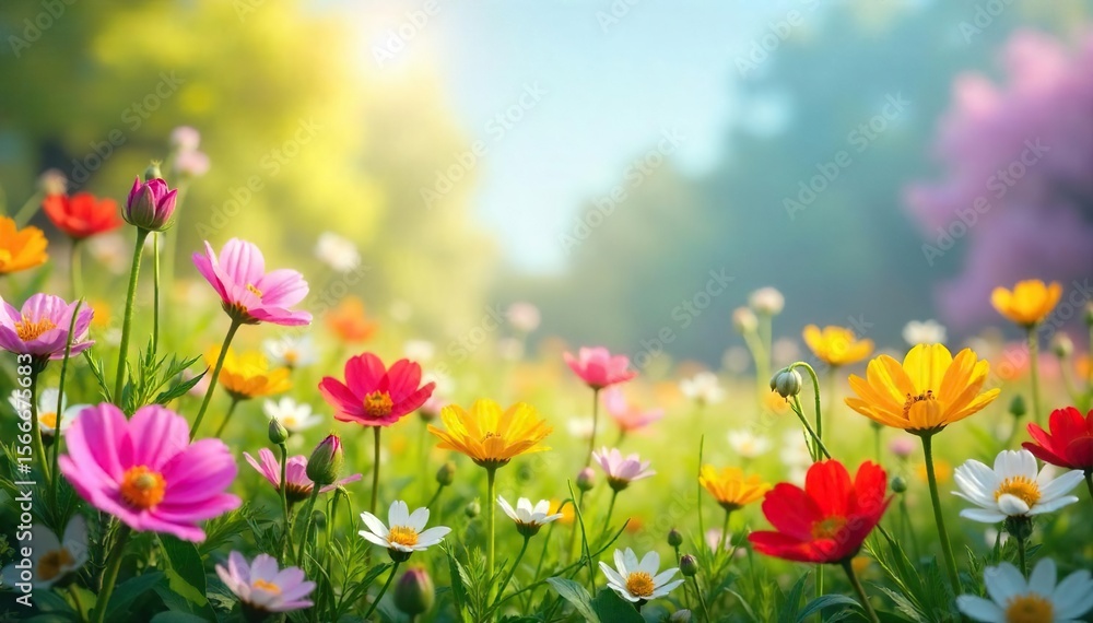 Vibrant wildflowers in full bloom during a bright springtime day A colorful meadow bursting with life and natural beauty, perfect for spring backgrounds and nature themes , pollen, blossom Vibrant wildflowers in full bloom during a bright springtime day A colorful meadow bursting with life and natural beauty, perfect for spring backgrounds and nature themes , pollen, blossom