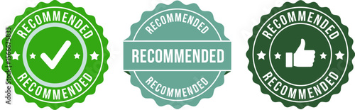 Recommended badges vector set for product quality and service assurance