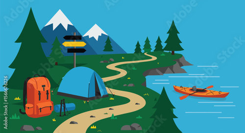 Camping Trip by the Mountain Lake with Kayaking