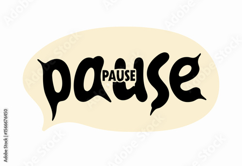 Pause Button Word Art Graphic Design Element