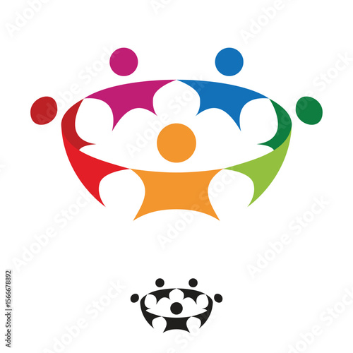 Diversity people team family group network logo vector icon symbol for graphic design illustration