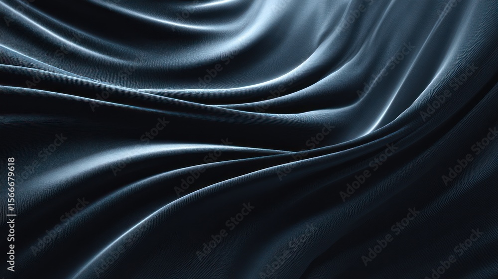 Fototapeta premium Elegant draped dark blue fabric texture background