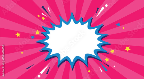 Pink Comic Book Style Background with Speech Bubble
