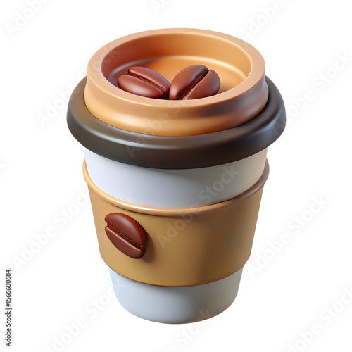 Delightful 3D Render of a Coffee Cup with Beans A Perfect Blend of Art and Caffeine