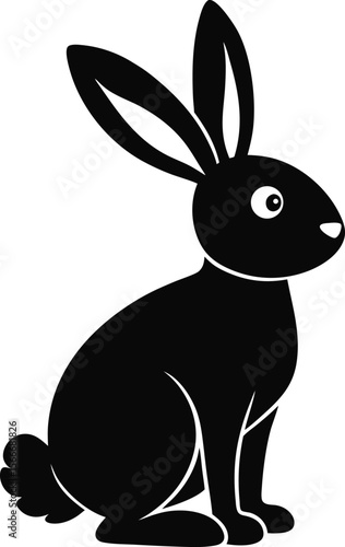 A playful silhouette of a bunny, blending charm and whimsy in minimalist black and white design
