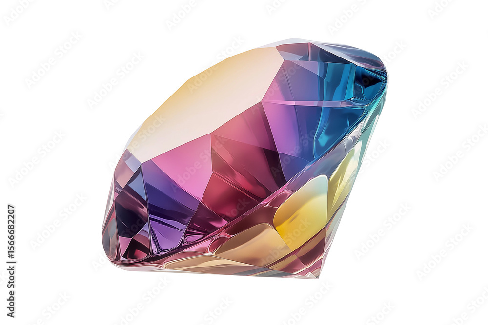 Fototapeta premium Brilliant Cut Diamonds Isolated on White and Transparent Background