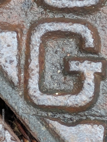 Foto Written Wording in Distressed State Typography Found Ransom Font Letter G