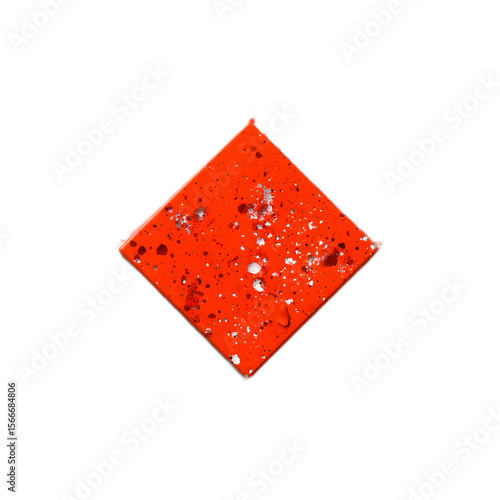 Bright Red Textured Diamond Isolated In Darkness