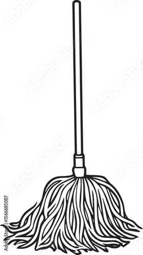 mop clean simple vector linear outline black vector illustration