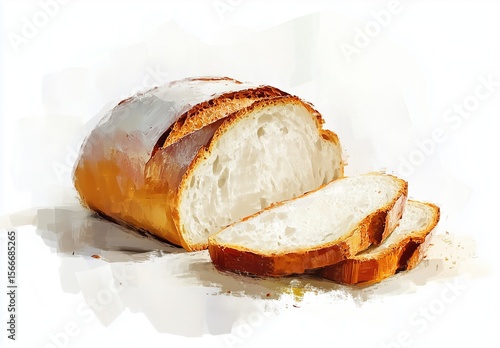 Sliced Bread with Ink-Wash Background, Fusion of Oriental Aesthetics and Western Baking