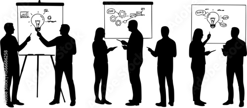 Team Presenting Ideas on Board Silhouette
