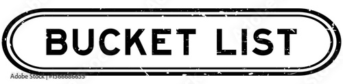 Grunge black bucket list word rubber seal stamp on white background