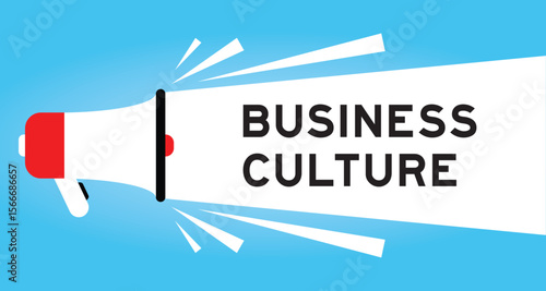 Color megaphone icon with word business culture in white banner on blue background