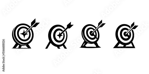 set of Target with arrow hitting center and with star vector stock