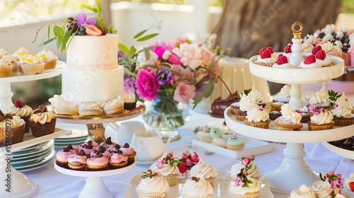 Retro-style Coffee and Dessert Table Arrangement: A Nostalgic Journey Through Vintage Elegance, Timeless Flavors, and Artistic Presentation for Themed Events, Weddings, and Retro-inspired Gatherings