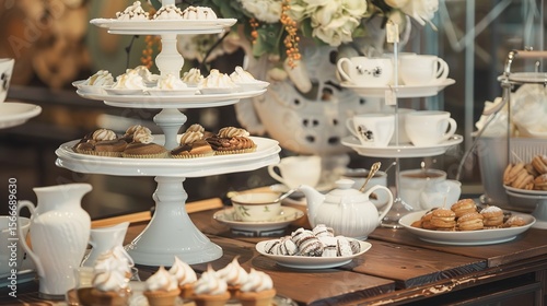 Wallpaper Mural Retro-style Coffee and Dessert Table Arrangement: A Nostalgic Journey Through Vintage Elegance, Timeless Flavors, and Artistic Presentation for Themed Events, Weddings, and Retro-inspired Gatherings Torontodigital.ca