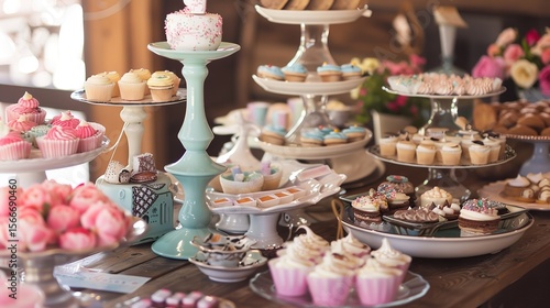 Wallpaper Mural Retro-style Coffee and Dessert Table Arrangement: A Nostalgic Journey Through Vintage Elegance, Timeless Flavors, and Artistic Presentation for Themed Events, Weddings, and Retro-inspired Gatherings Torontodigital.ca