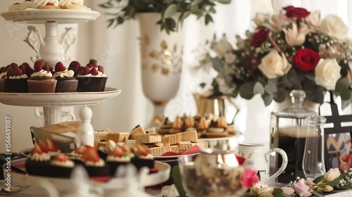 Wallpaper Mural Retro-style Coffee and Dessert Table Arrangement: A Nostalgic Journey Through Vintage Elegance, Timeless Flavors, and Artistic Presentation for Themed Events, Weddings, and Retro-inspired Gatherings Torontodigital.ca