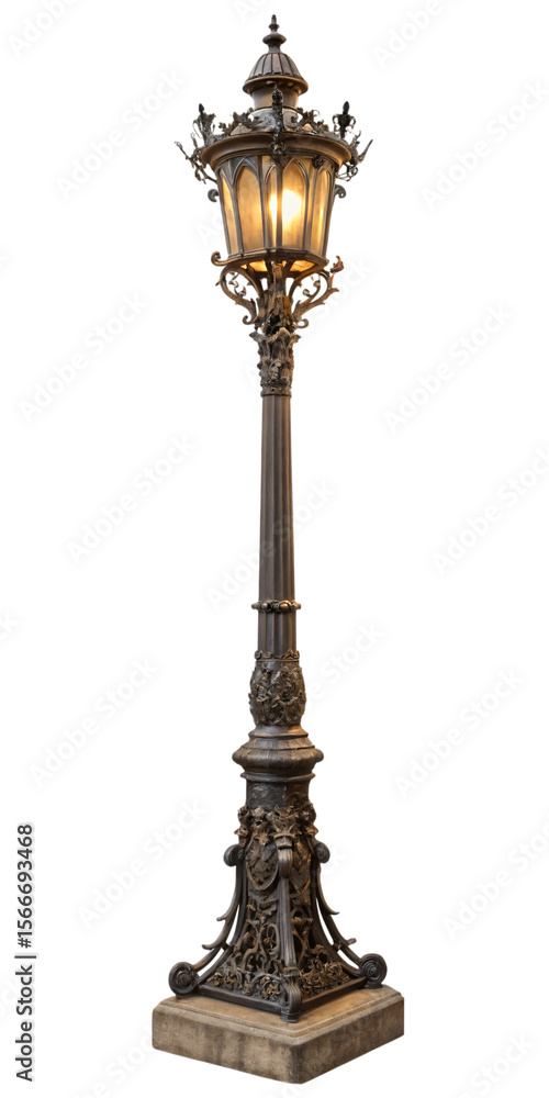 antique street lamp post, isolated PNG transparent background antique street lamp post, isolated PNG transparent background