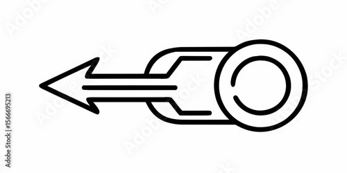 Arrow icon pointing left with a double line shaft and a circle at the end in a simple graphic style