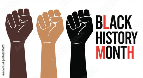 Black History Month Fist Raised In Solidarity And Celebration Illustration Vector