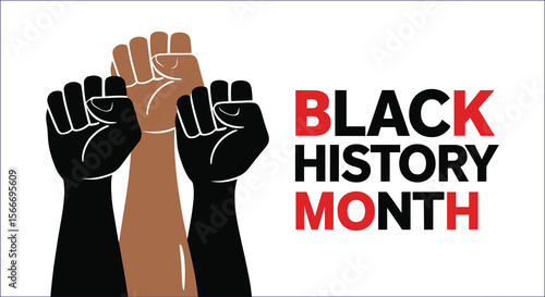 Black History Month Illustration Featuring Raised Fists Symbolizing Solidarity And Unity