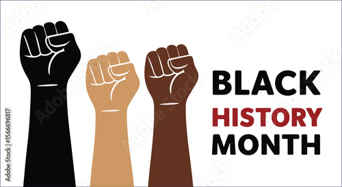 Raised Fists For Black History Month Symbolizing Unity And Strength