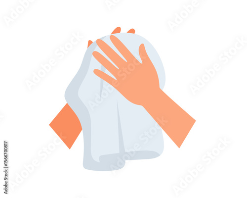 illustration of hands drying with a towel after washing. Hygiene and personal care concept, perfect for healthcare, sanitation, and instructional visual content.