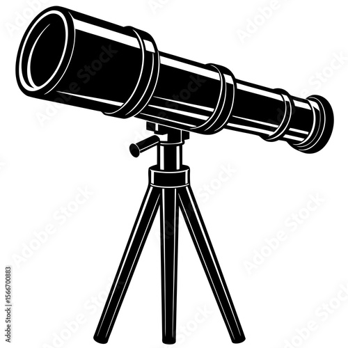 A silhouette of a telescope on white background,
