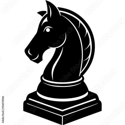 A silhouette of a chess horse on white background 