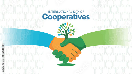 International Day of Cooperatives Handshake Tree Unity Illustration