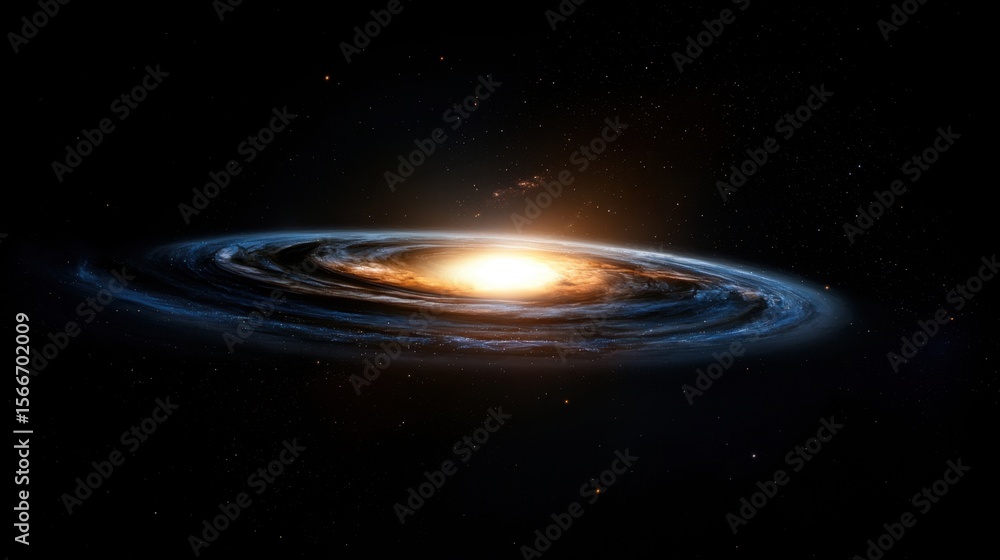 Fototapeta premium A large, bright yellow sun is in the center of a large, blue