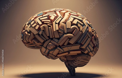 Brain constructed from layered book pages, symbolizing intelligence, reading awareness, and the spirit of International Literacy Day